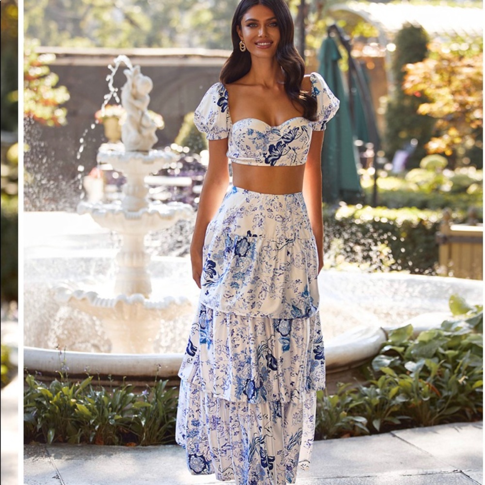 ALAMOUR THE LABEL NEW SATIN TOP AMD MAXI SKIRT SET